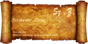 Szohner Zina névjegykártya